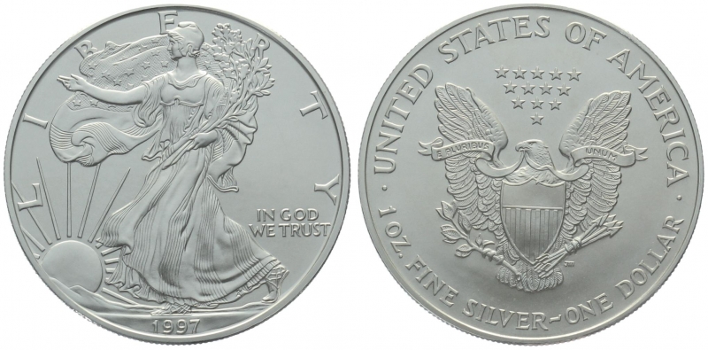 USA 1 Dollar 1997 Silver Eagle - 1 Unze Feinsilber